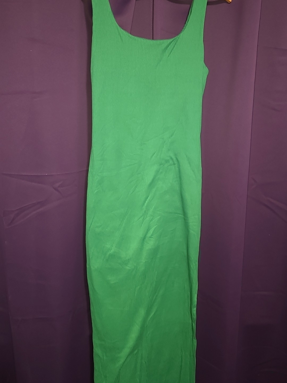 Fashion Nova Bright Green Ribbed Scoop Maxi Dress